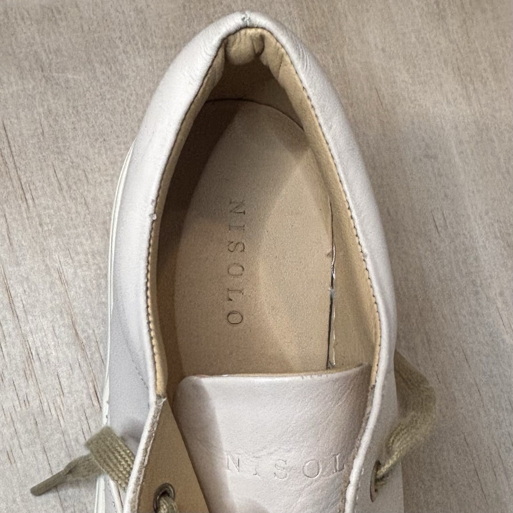 Nisolo Leather Elayna Lace Up Off White Sneaker Ladies Size 8.5 - Picture 9 of 10